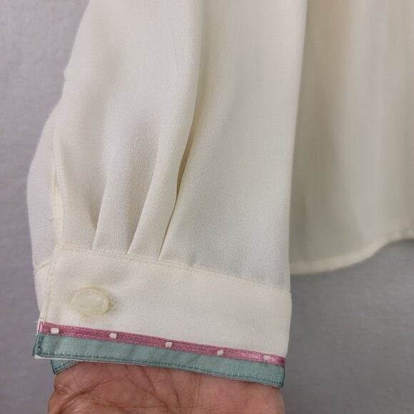 VTG Deadstock Koret Alabaster Embroidered Blouse Sz 16 Long Sleeve Renaissance - Picture 9 of 13